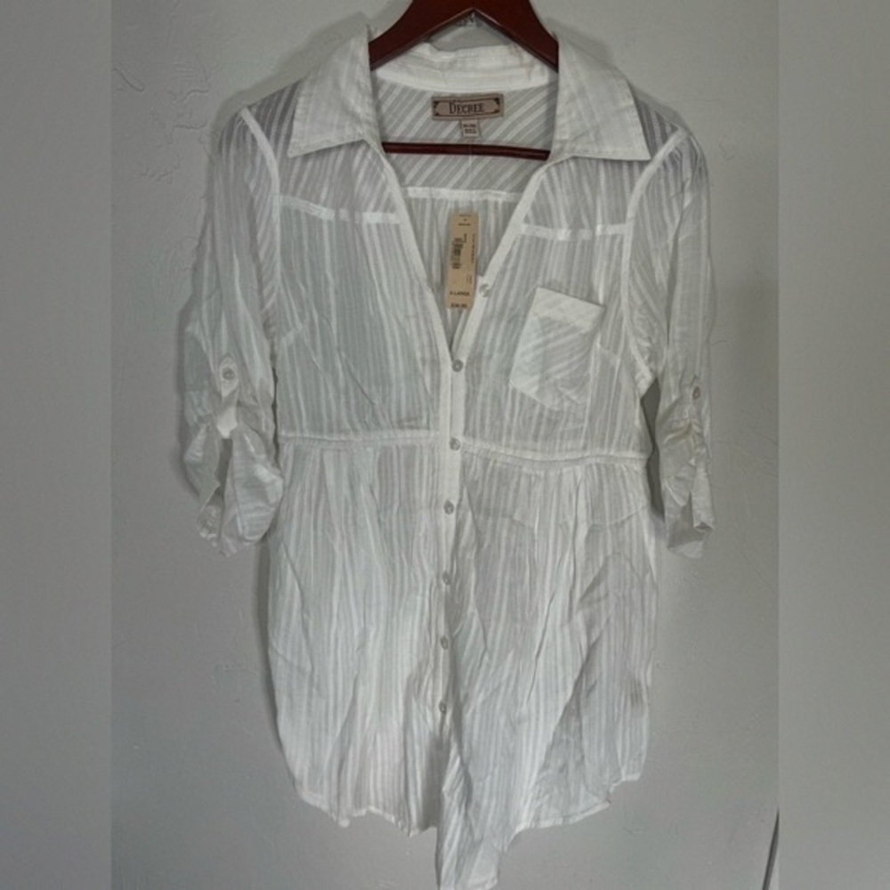 Decree Sheer White Button-Down Shirt